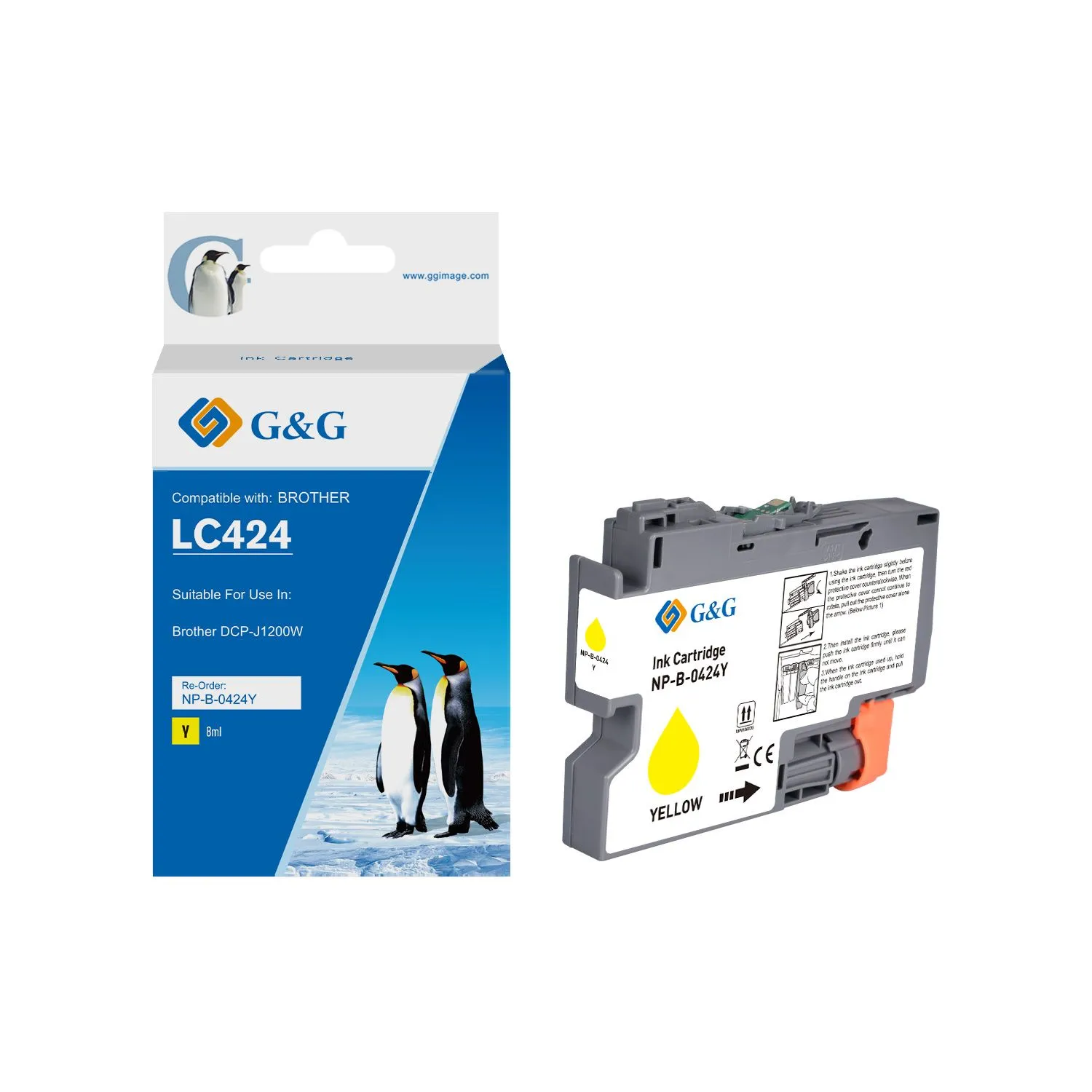 Cartouche Premium marque G&G compatible Brother LC424Y - Jaune