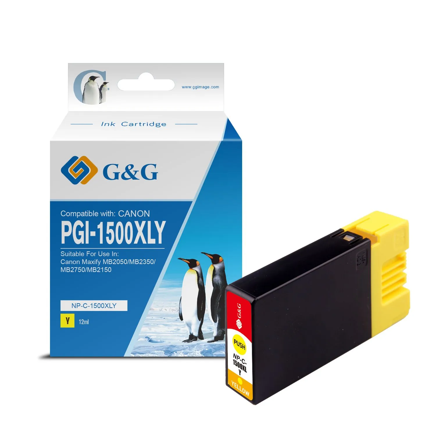 Cartouche Premium marque G&G compatible Canon PGI-1500XLY - 9195B001 - Jaune