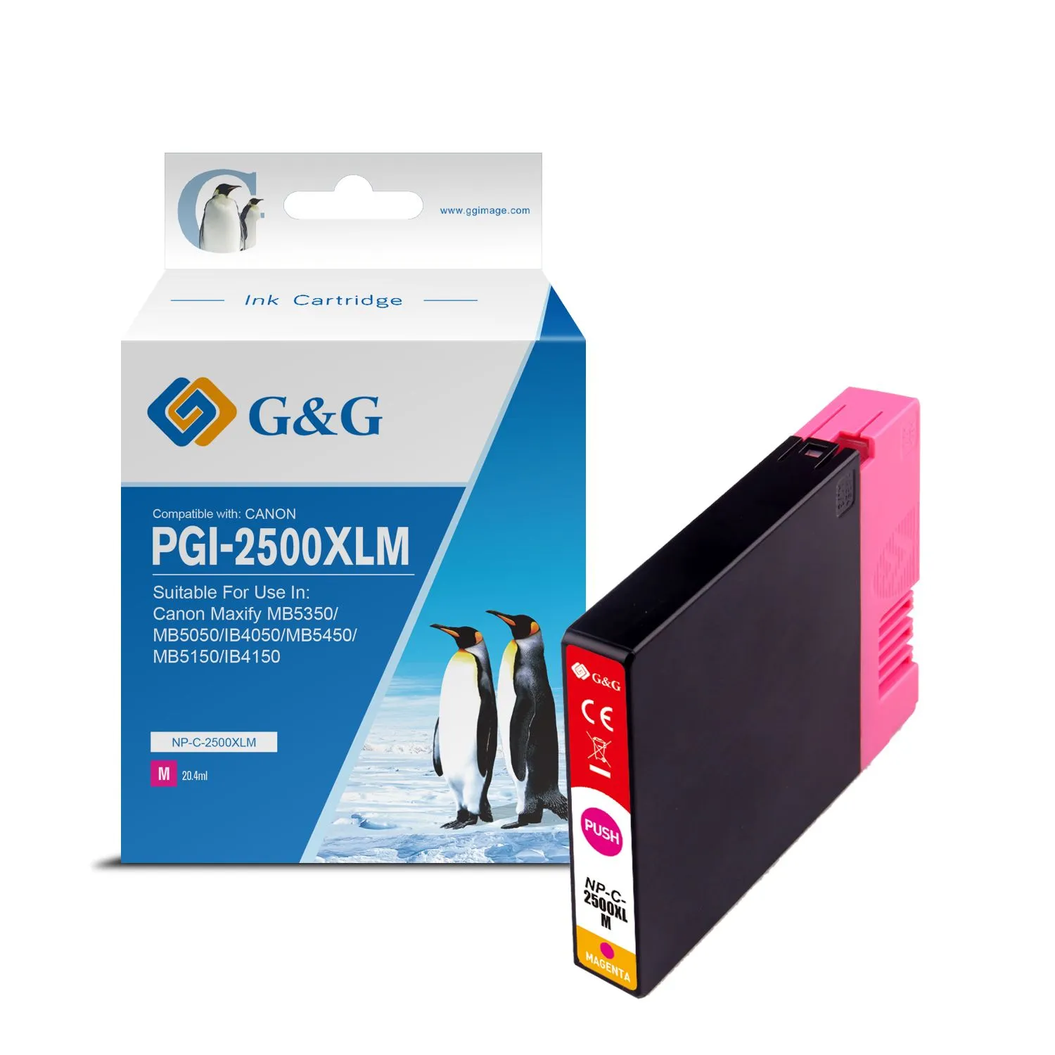 Cartouche Premium marque G&G compatible Canon PGI-2500XLM - 9266B001 - Magenta