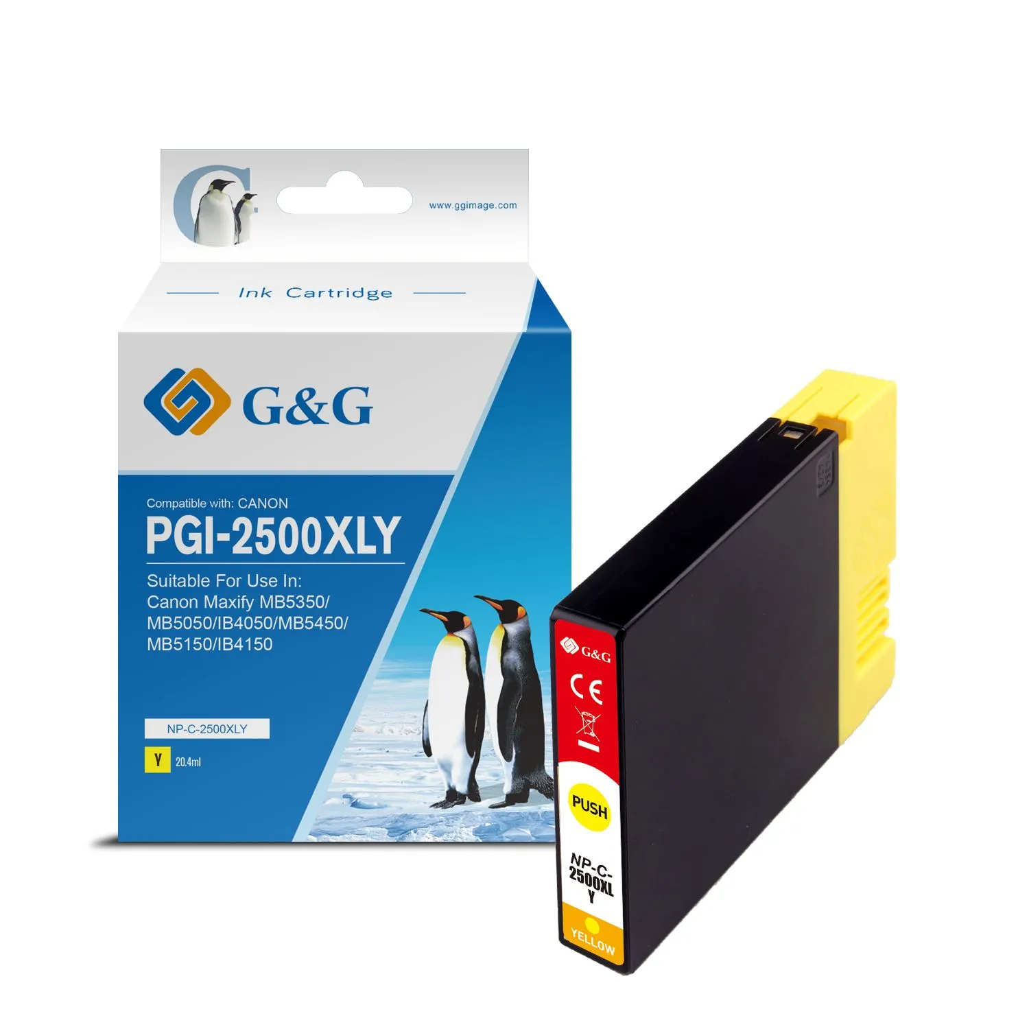 Cartouche Premium marque G&G compatible Canon PGI-2500XLY - 9267B001 - Jaune