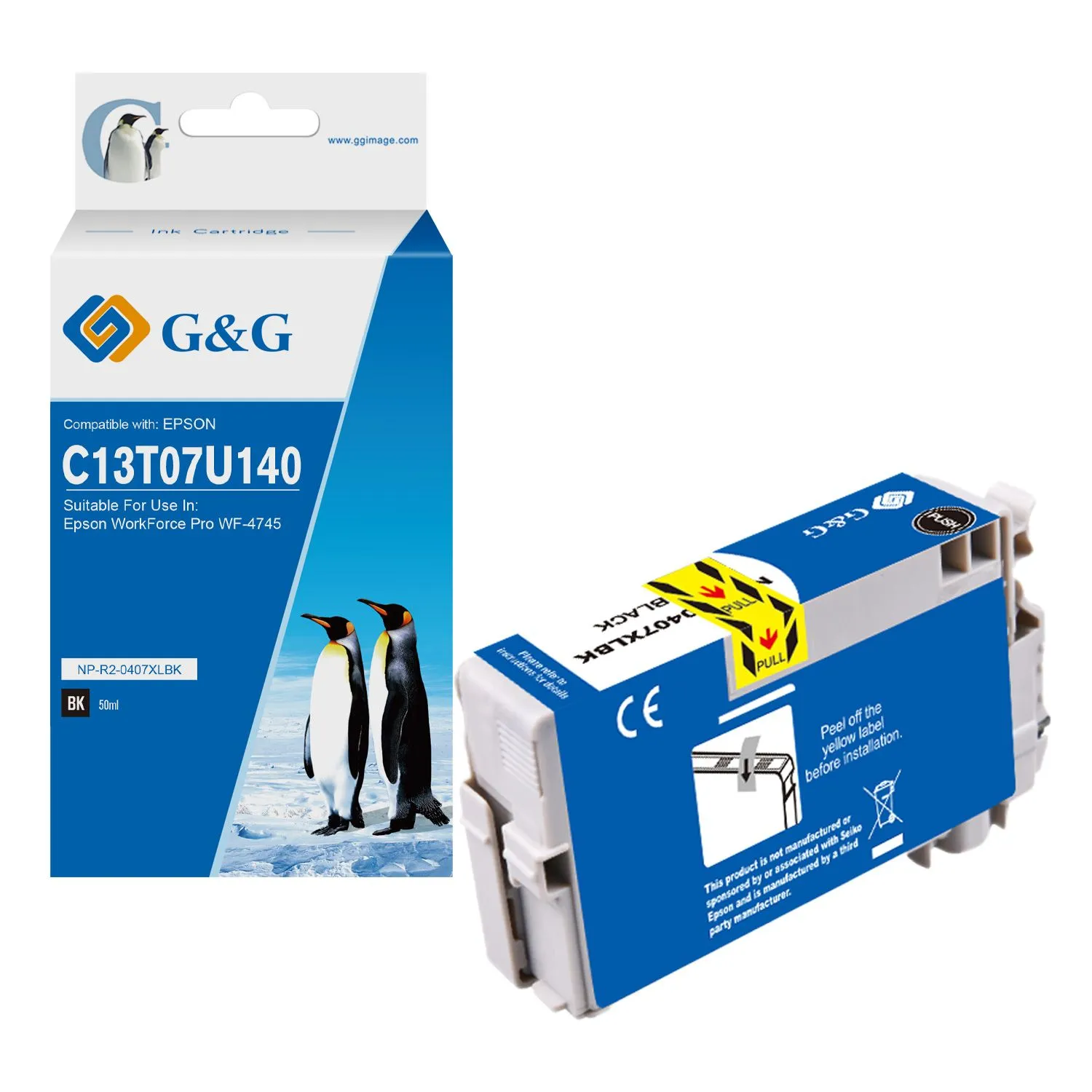 Cartouche Premium marque G&G compatible Epson 407 - C13T07U140 - (Série clavier) - Noire
