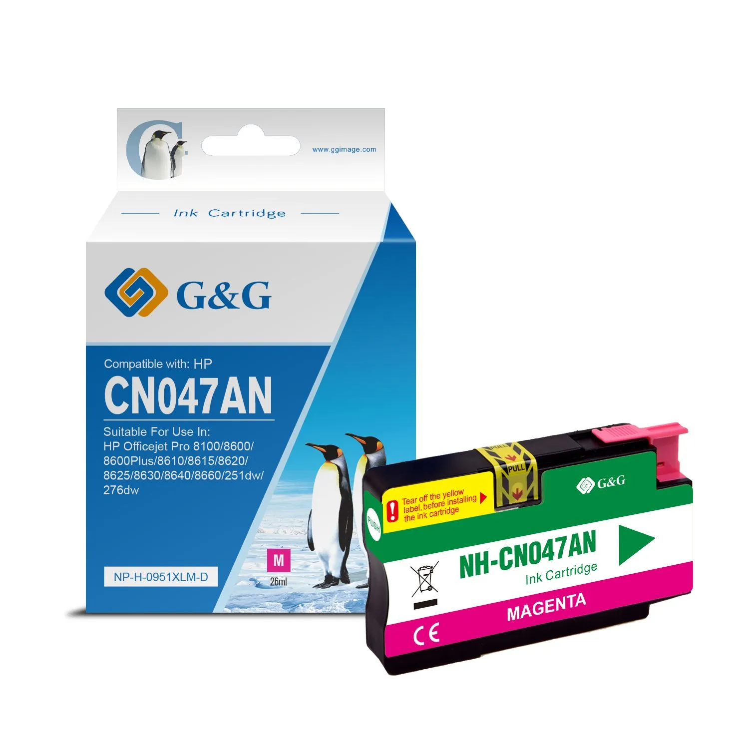 Cartouche Premium marque G&G compatible HP951XL - CN047AE / CN051AE - Magenta
