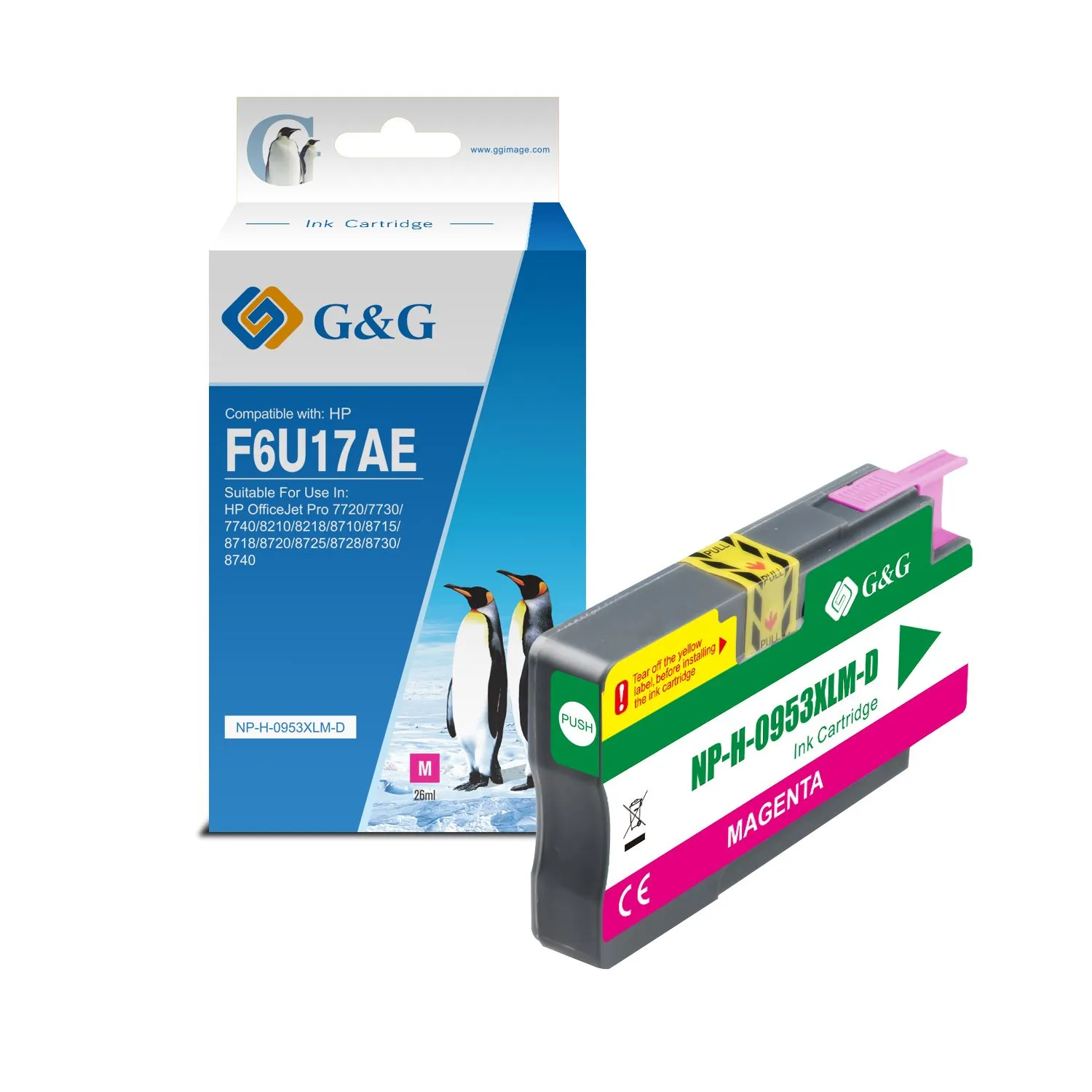Cartouche Premium marque G&G compatible HP953XL - F6U17AE / F6U13AE - Magenta