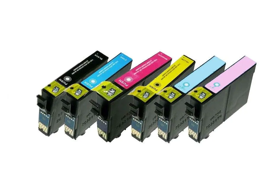 Pack 6 cartouches compatibles Epson T2438XL / T2438 (24XL) - C13T24384011 - (Série éléphant) - Noire + cyan + magenta + jaune