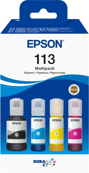 Epson 113 - Lot de 4 bouteilles d'encre pigmentée d'origine - C13T06B640
