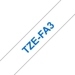 Brother TZeFA3 Ruban adhésif textile générique – Texte bleu sur fond blanc – Largeur 12 mm x 3 mètres