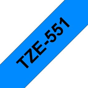Brother TZe551 Ruban adhésif laminé générique – Texte noir sur fond bleu – Largeur 24 mm x 8 mètres