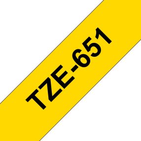 Brother TZe651 Ruban adhésif laminé générique – Texte noir sur fond jaune – Largeur 24 mm x 8 mètres