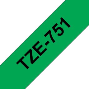 Brother TZe751 Ruban adhésif laminé générique – Texte noir sur fond vert – Largeur 24 mm x 8 mètres