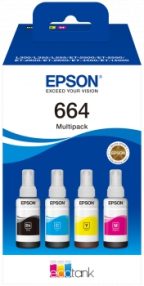 Epson 664 Pack de 4 bouteilles d’encre originales C13T664640