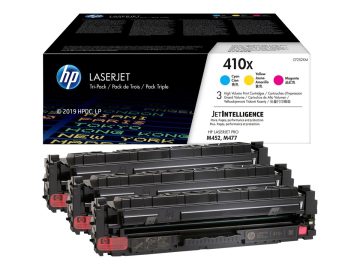 HP CF411X/CF412X/CF413X 3 paquets de cartouches de toner originales – 410X