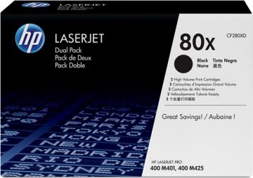 HP CF280X noir 2 paquets de 2 cartouches de toner originales – 80X