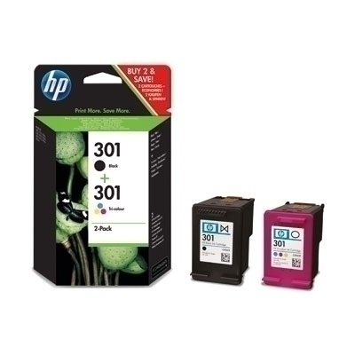 Pack de 2 cartouches d'origine HP301 noire + couleur - N9J72AE