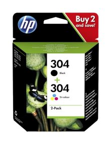 HP 304 Noir + Couleur Pack de 2 cartouches d’encre originales – 3JB05AE