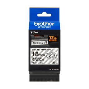Brother TZeS141 Original Super Adhesive Laminating Label Tape – Texte noir sur fond transparent – Largeur 18 mm x 8 mètres
