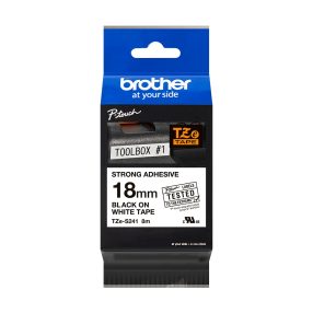 Brother TZeS241 Original Super Adhesive Laminating Label Tape – Texte noir sur fond blanc – Largeur 18 mm x 8 mètres