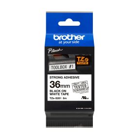Brother TZeS261 Original Super Adhesive Laminating Label Tape – Texte noir sur fond blanc – Largeur 36 mm x 8 mètres