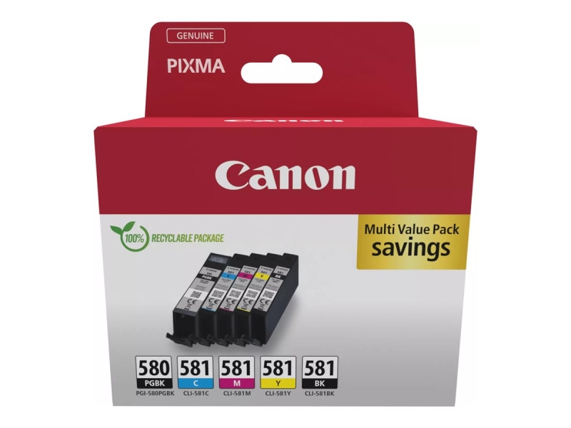 Canon PGI580/CLI581 Pack de 5 cartouches d'encre originales - 2078C007