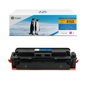 Toner Premium marque G&G compatible HP W2033X / W2033A – 415X / 415A – Magenta (avec puce d’origine sans niveau d’encre)