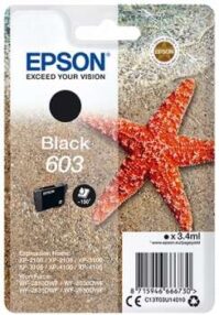 Cartouche d’origine Epson 603 / C13T03U14010 (série étoile de mer) – Noire