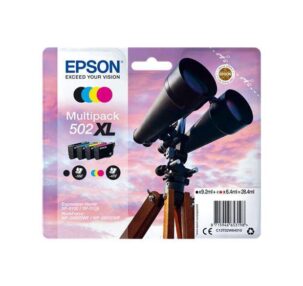 Pack de 4 cartouches 502XL (série jumelles) d’origine Epson C13T02W64010 – Noire + cyan + magenta + jaune
